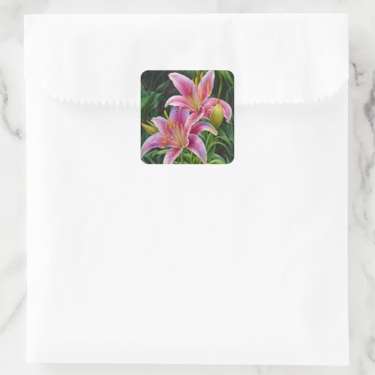  Roze Lily Flowers Stickers (Tas)