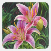  Roze Lily Flowers Stickers (Voorkant)