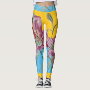 Roze Lily Lillies Floral Flower Waterverf Leggings
