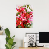 Roze Lily Original Botanical Print Canvas Poster (Thuiskantoor)