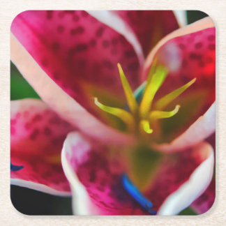Roze Lily Vierkante Kartonnen Onderzetter