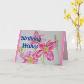 Roze Lily Waterverf florale Kaart (Gele Bloem)