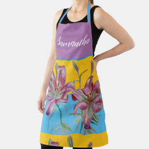  Roze Lily Waterverf Kitchen Floral Apron Schort