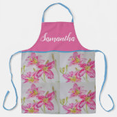  Roze Lily Waterverf Kitchen Floral Apron Schort (Voorkant)