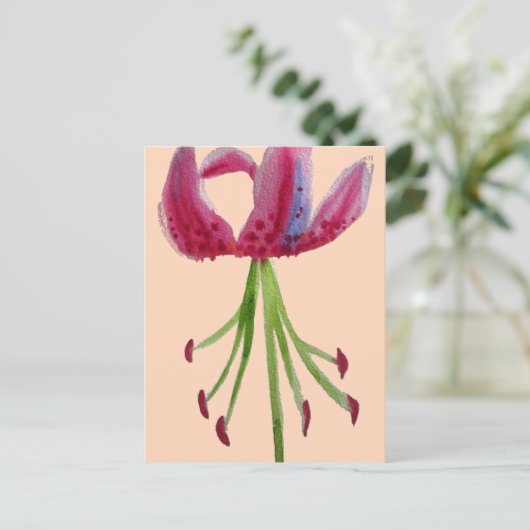 Roze Lily waterverf moderne bloem Briefkaart (Staand voorkant)