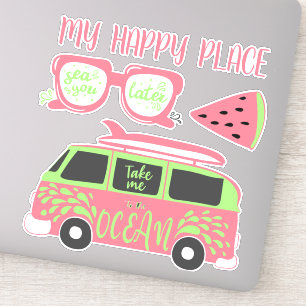 Roze Lime Groen Strand Zomer Dagen Sticker