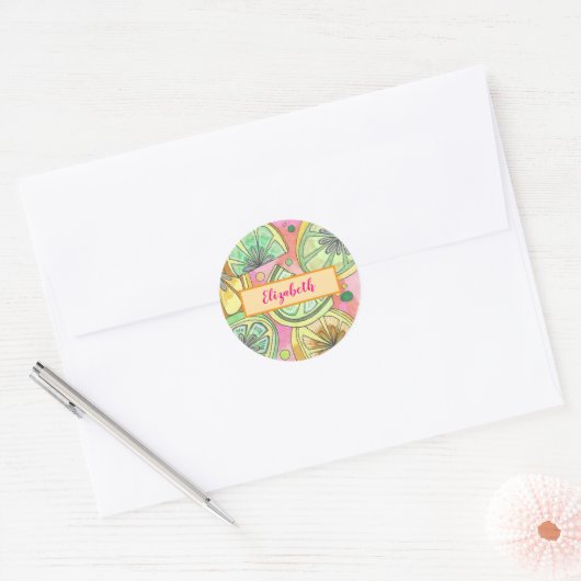 Roze Limey Personalized Sticker Label (Envelop)