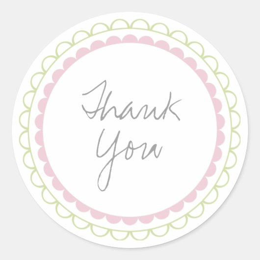 Roze Limoen Frills Scalloped Dank u Label Sticker (Voorkant)