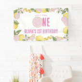 Roze limonade 1e verjaardagsfeestje Banner (Insitu)