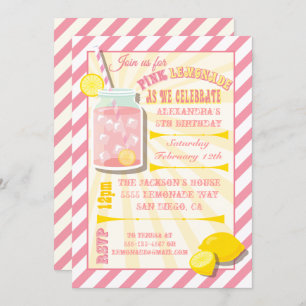 Roze limonade Birthday Party Kaart