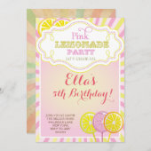 Roze limonade Birthday Party Kaart (Voorkant / Achterkant)