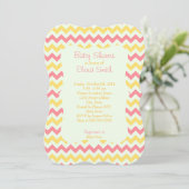 Roze limonade Chevron Baby shower Kaart (Staand voorkant)
