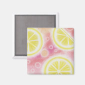 Roze limonade 'citroenen' koelkast magnetje magneet (Voorkant / Achterkant)
