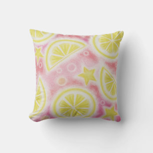 Roze limonade "citroenen" werpen kussen vierkant