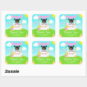 Roze limonade donkere huid meisje verjaardag dank  vierkante sticker (Vel)