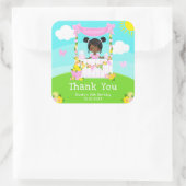 Roze limonade donkere huid meisje verjaardag dank  vierkante sticker (Tas)