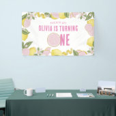 Roze limonade eerste verjaardag banner (Beurs)