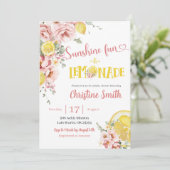 Roze limonade en boog Baby shower uitnodiging (Staand voorkant)