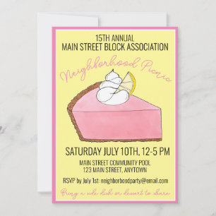 Roze limonade Icebox Lemon Pie Slice Picnic Kaart