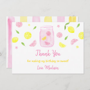 Roze limonade Lemon Birthday Bedankkaart