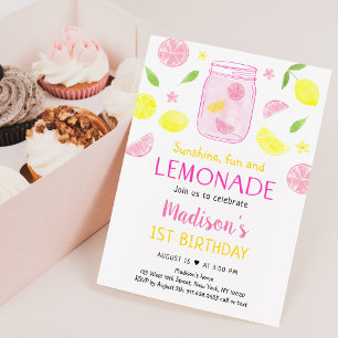 Roze limonade Lemon Birthday Kaart