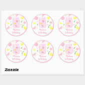 Roze limonade Lemon Birthday Ronde Sticker (Vel)