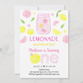 Roze limonade Lemon eerste verjaardag Kaart (Voorkant)
