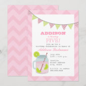 Roze limonade & limoen Chevron Verjaardag Kaart (Voorkant / Achterkant)