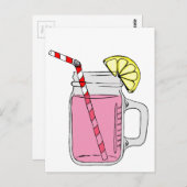 Roze limonade Mason Jar Briefkaart (Voorkant / Achterkant)
