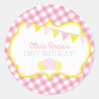 Roze limonade Party-sticker Ronde Sticker