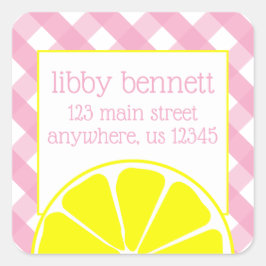 Roze limonade retour adreslabels vierkante sticker