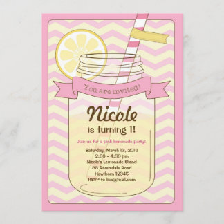 Roze limonade-uitnodiging / Roze limonade-uitnodig Kaart