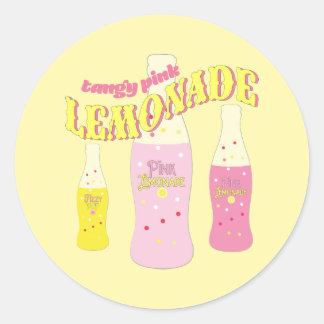 Roze limonade verjaardag zomer stippen cute ronde sticker