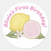 Roze limonade Verjaardagsgunst Sticker (Voorkant)