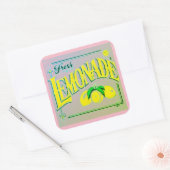  roze limonadebord citroenzomer vierkante sticker (Envelop)