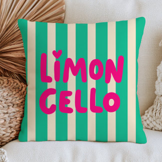 Roze Limoncello op groene strepen Modern Italiaans Kussen