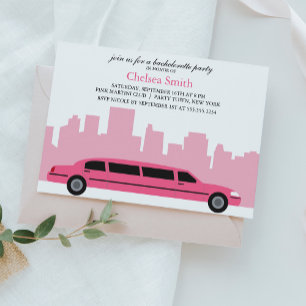 Roze Limousine Bachelorette Party Kaart