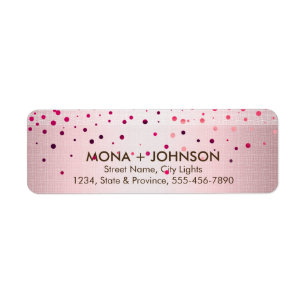 Roze linen Glitter Sparkle Confetti Stippen Modern Etiket