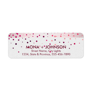Roze linen Glitter Sparkle Confetti Stippen Modern Etiket
