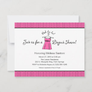 Roze Lingerie Bridal Shower Invitation Kaart
