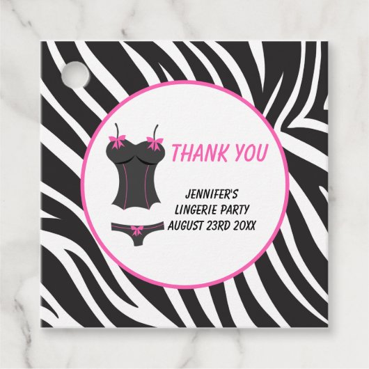 Roze lingeriefeest bedankt bedankjes labels (Voorkant)
