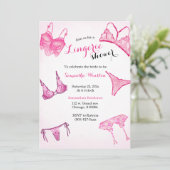 Roze lingeriefeest kaart (Staand voorkant)