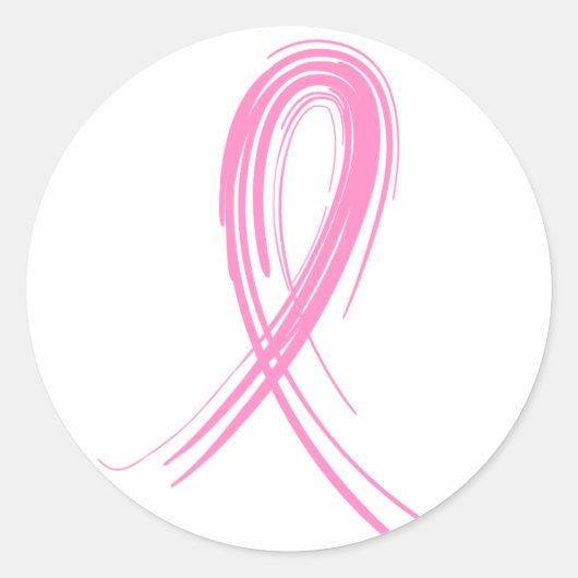 Roze Lint 2 Borstkanker Ronde Sticker (Voorkant)