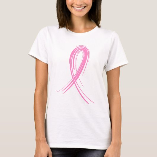 Roze lint 2 Borstkanker T-shirt (Voorkant)