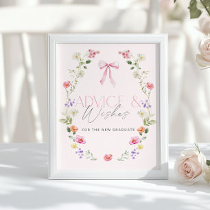 Roze lint advies en wensen voor afgestudeerde poster