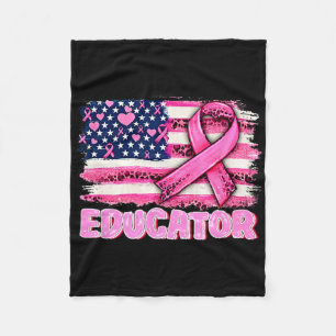 Roze lint Amerikaanse vlag opvoeder borstkanker A Fleece Deken