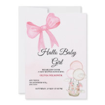 Roze lint baby girl shower uitnodiging