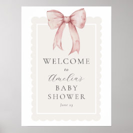 Roze lint baby girl shower welkomstbord poster