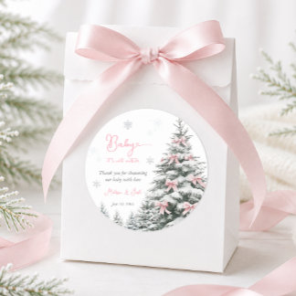 Roze Lint Baby Het Is Koud Buiten Winter Baby Show Ronde Sticker
