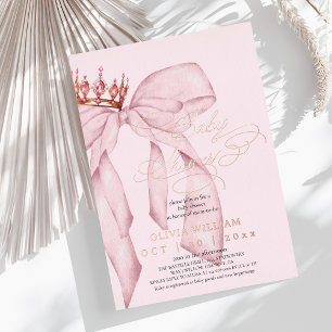 Roze Lint Baby Meisje Shower Folie Uitnodiging